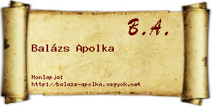 Balázs Apolka névjegykártya